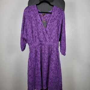Hugo Boss‎ Macramé-lace dress with elasticated waistband Size L 3/4 Sleeve